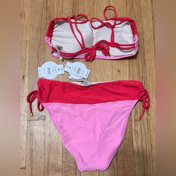 PQ Swim Luna Color Blocked Bikini Top (D) Ruched Bikini Bottoms (L) - Picture 7 of 8